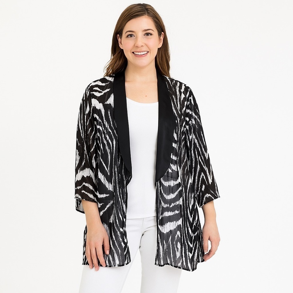 Dennis Basso Zebra Print Kimono Size M